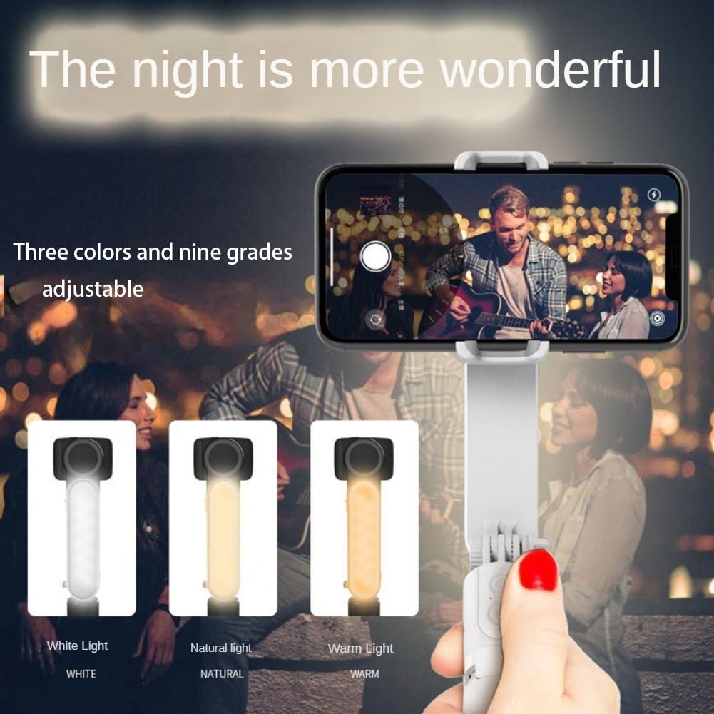 Selfie Stick Gimbal Stabilizer with Fill Light 360°Rotation with Wireless Remote for Android and iPhone, Accessories Cellphone