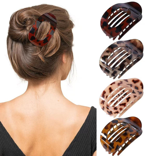 4 Pcs Flat Round Claw Clip for Women,Elegant Duckbill Hair Clip, Designed for Strong Hold on Thick or Thin Hair, Effortless Styling with Secure Grip, Perfect for All-Day Wear and Reliable Hold