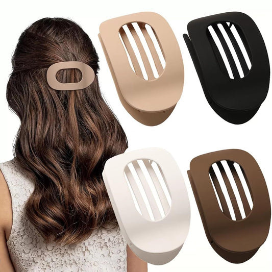 4 Pcs Flat Round Claw Clip for Women,Elegant Duckbill Hair Clip,  Designed for Strong Hold on Thick or Thin Hair, Effortless Styling with Secure Grip, Perfect for All-Day Wear and Reliable Hold
