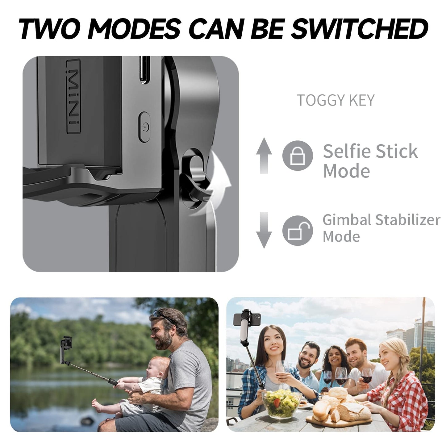 Selfie Stick Gimbal Stabilizer with Fill Light 360°Rotation with Wireless Remote for Android and iPhone, Accessories Cellphone