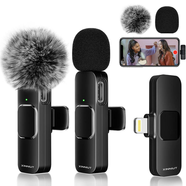 xinniut Wireless Lavalier Mics (2-Pack) for Vlog & Live | Android & iPhone