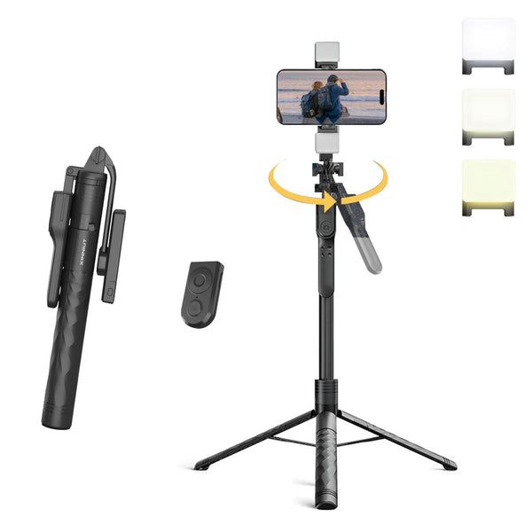 xinniut 68" Extendable Tripod & Selfie Stick w/ Light & Remote