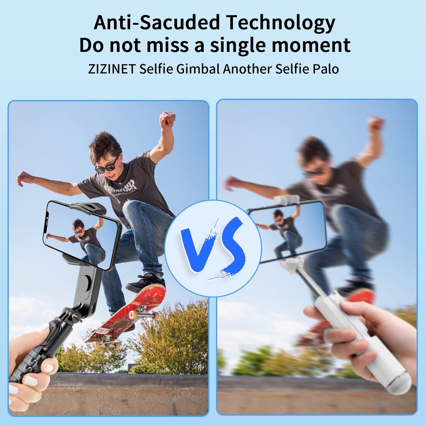 Selfie Stick Gimbal Stabilizer with Fill Light 360°Rotation with Wireless Remote for Android and iPhone, Accessories Cellphone
