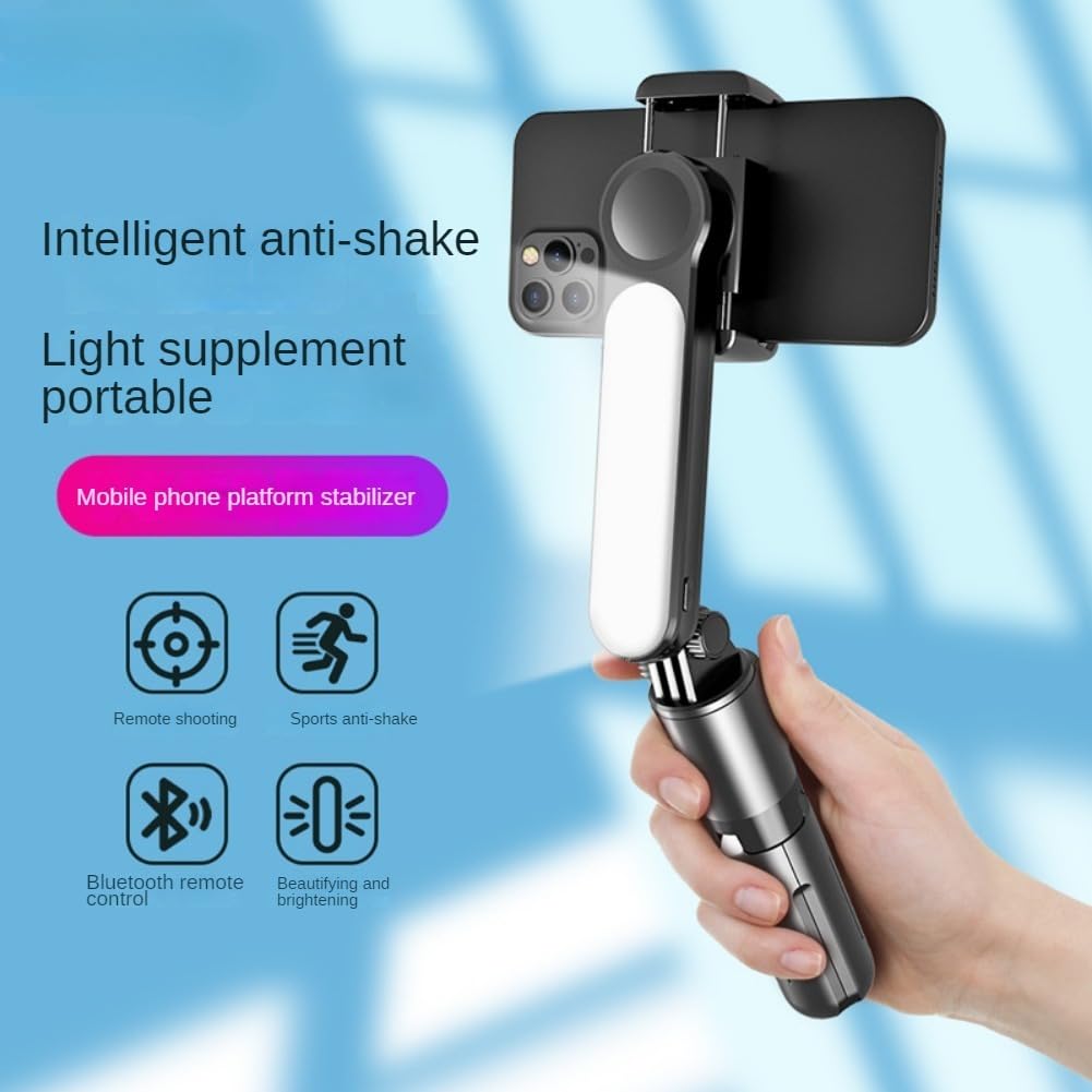 Selfie Stick Gimbal Stabilizer with Fill Light 360°Rotation with Wireless Remote for Android and iPhone, Accessories Cellphone