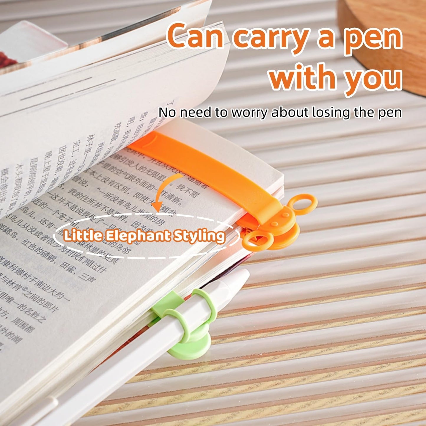 3-Pack Silicone Automatic Bookmarks with Pen Slot – Cute Page Holders & Reading Accessories, Unique Gifts for Book Lovers, Women, Men, and Kids