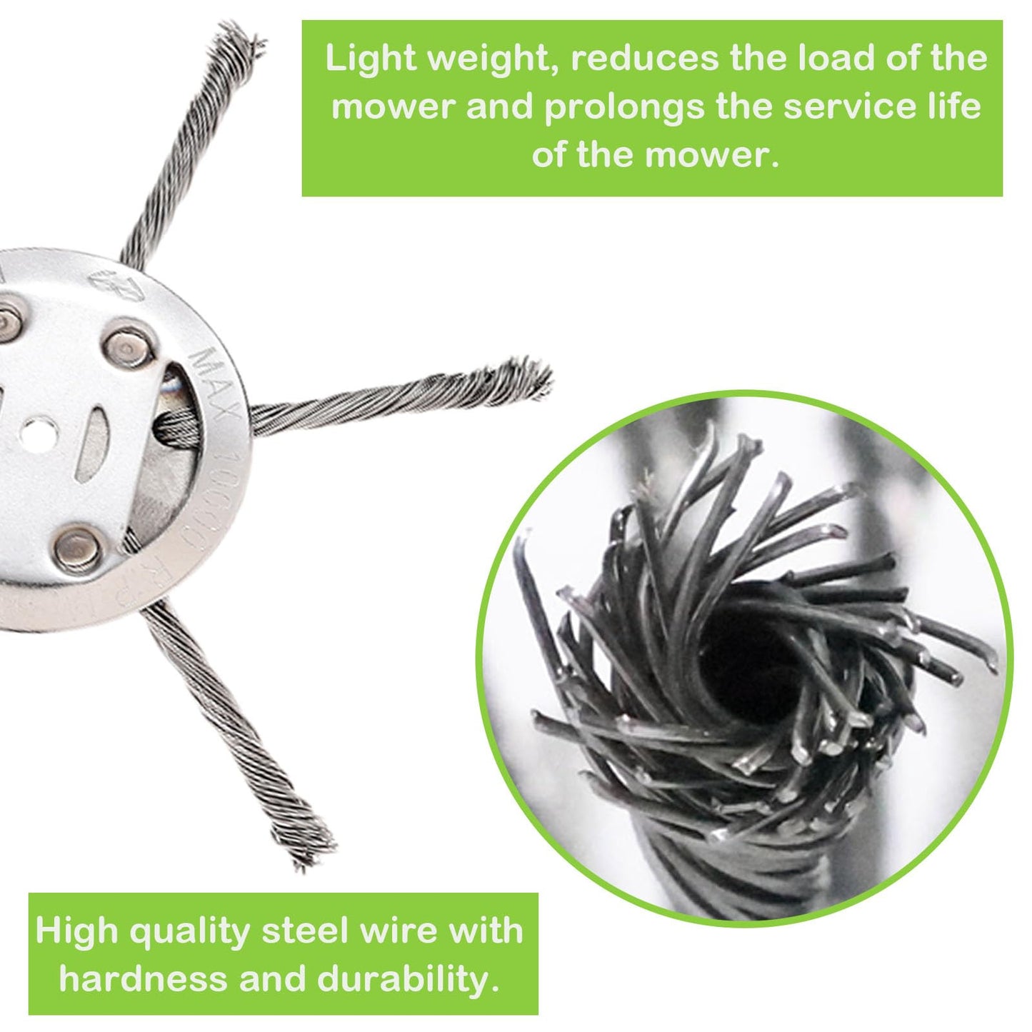 6-Inch Steel Wire Weed Brush Trimmer Head – Ideal for Removing Moss, Grass, and Rust from Pavement, Stone Joints, and Driveways