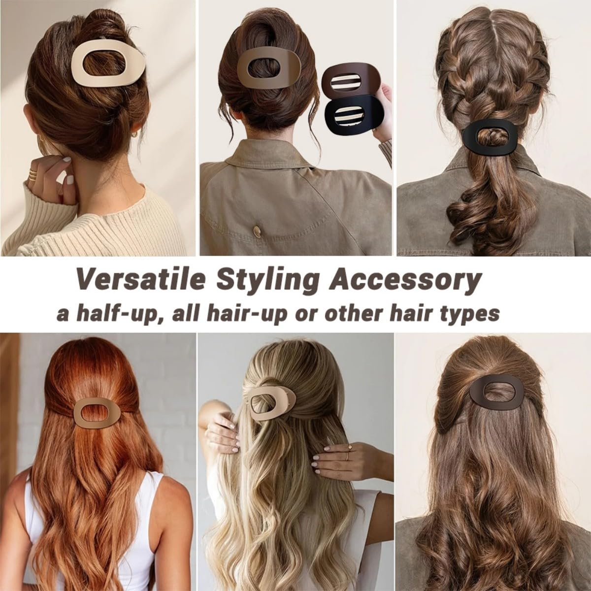 4 Pcs Flat Round Claw Clip for Women,Elegant Duckbill Hair Clip,  Designed for Strong Hold on Thick or Thin Hair, Effortless Styling with Secure Grip, Perfect for All-Day Wear and Reliable Hold