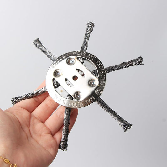 6-Inch Steel Wire Weed Brush Trimmer Head – Ideal for Removing Moss, Grass, and Rust from Pavement, Stone Joints, and Driveways