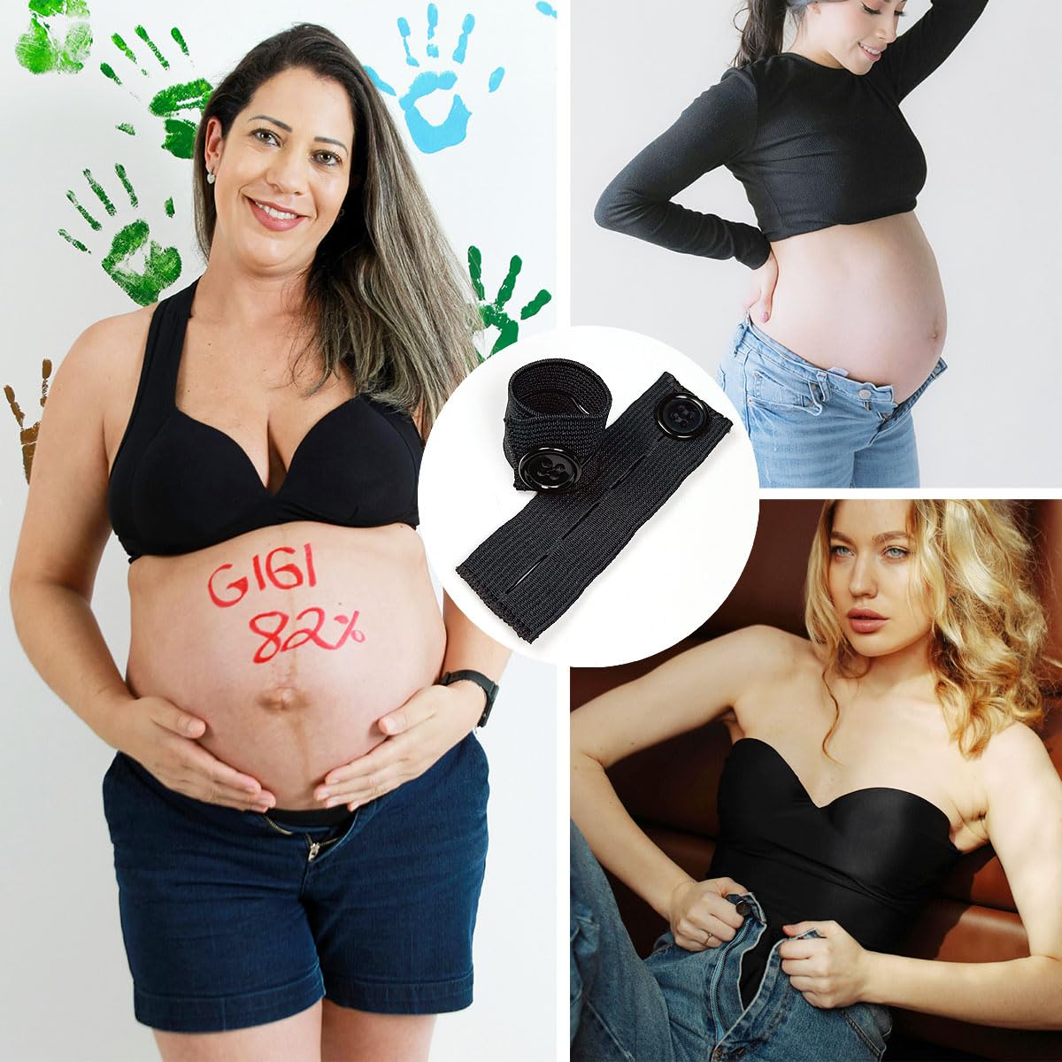 4 Pack Adjustable Elastic Waist Extenders – Premium Button Expanders for Plus Size & Maternity Pants, Stretch Comfort Fit for Jeans and Casual Trousers