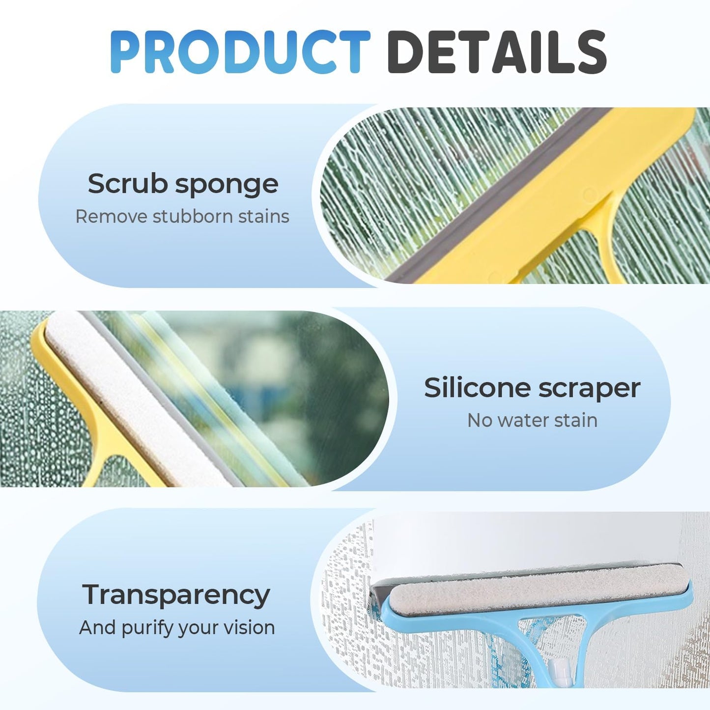 2026 New 3-in-1 Window Cleaning Tool, Multi-Function Spray Squeegee for Glass Doors, Windows, and Mirrors — Includes Scraper, Brush, and Spray Function. All-Purpose Glass Cleaner.