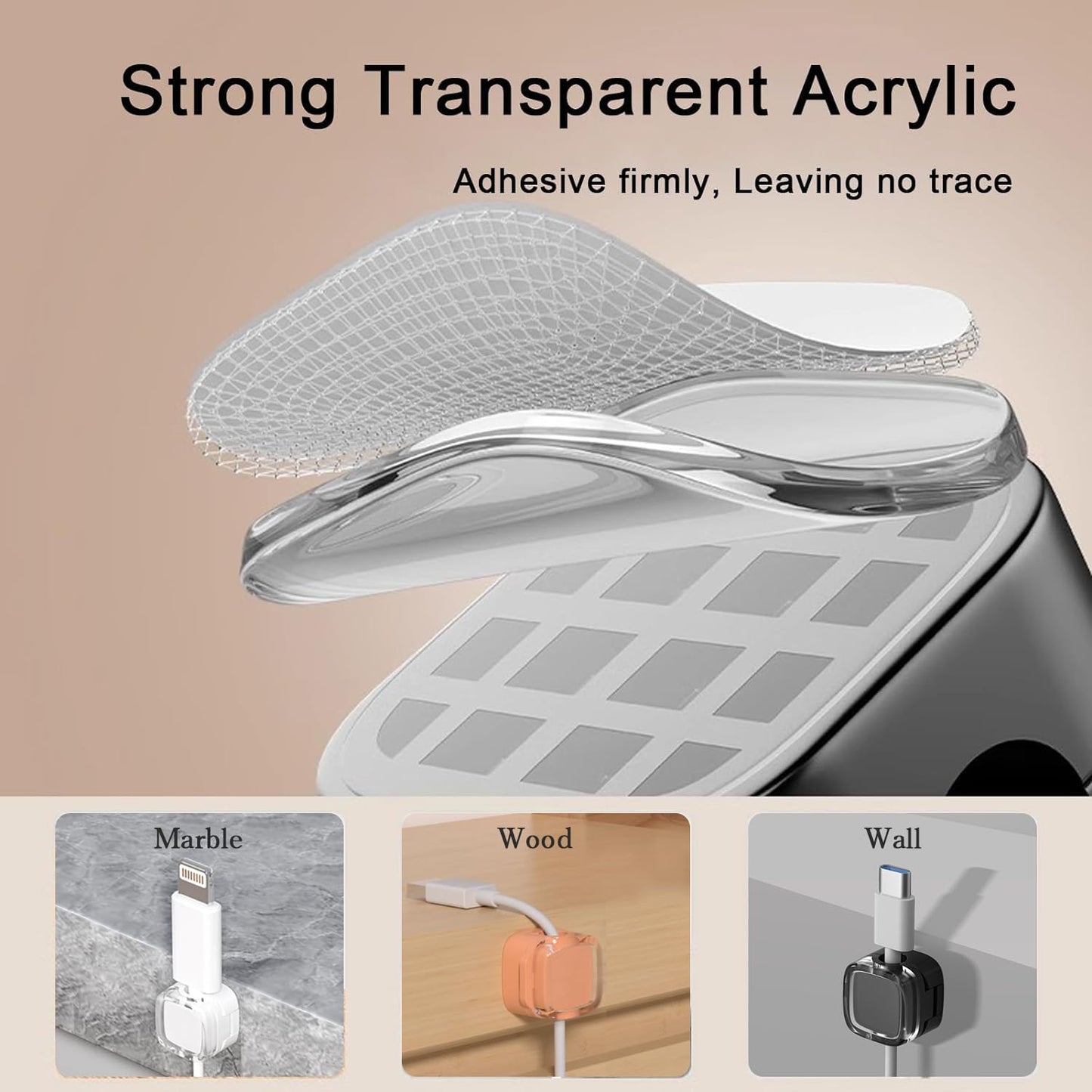 Magnetic Cable Organizer Set Adjustable Adhesive Clips for Tidy Cable Management Under Desk, in Car, at Home or Office (Mixed Colors)