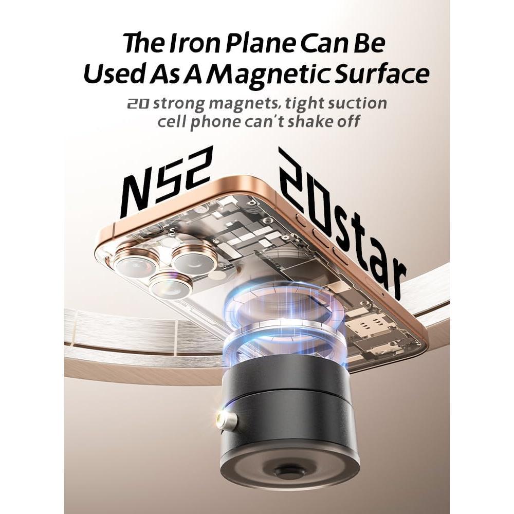 Upgraded Vacuum Magnetic Suction Phone Holder,Strong Suction Cup Phone Mount,Foldable&Retractable Car Phone Holder,Hands-Free Magnetic Phone Holder for Car, Mirror, Gym, Smooth Surfaces