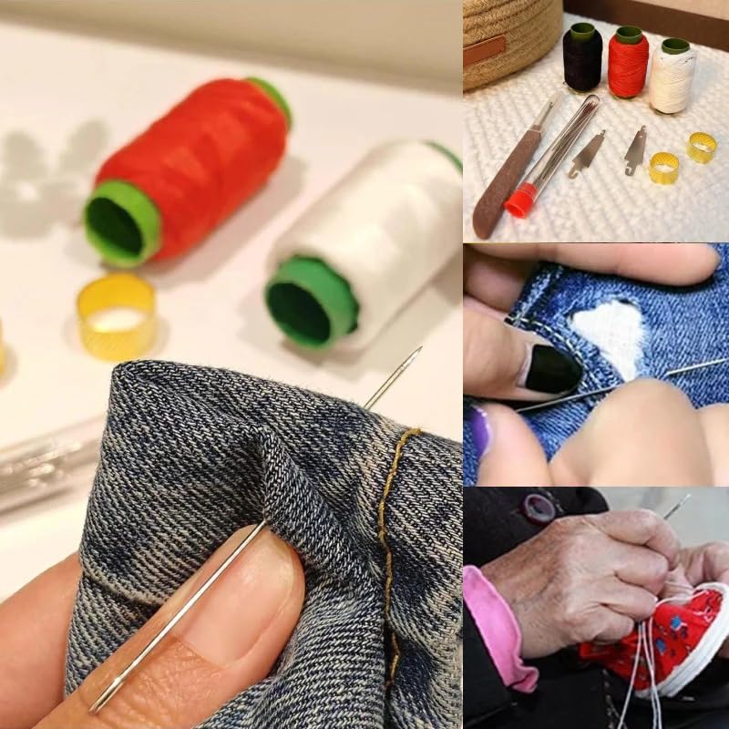 34PCS Big Eye Stainless Steel Sewing Needles Kit – Long Thin Needles for Hand Sewing, Quilting, DIY Crafts, and Handmade Projects (3 Bundles)